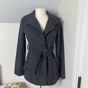 Say What? Wool Grey Y2k belted Peacoat
